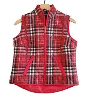 Karen Scott Quilted Zip Up Plaid Vest
